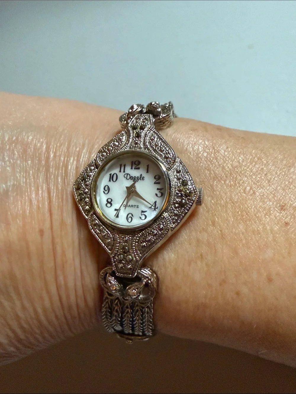 Women's Silver-Tone Marcasite Filigree Bracelet Watch